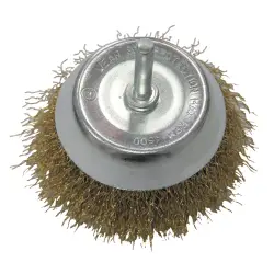 Szczotka druciana doczołowa mosiężna fi 60mm z trzpieniem 6