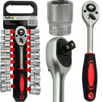 Klucze nasadowe z grzechotką 8-32mm 1/2" 19el.