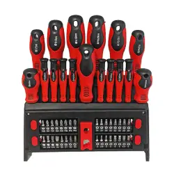 Zestaw 50 szt wkrętaki, bity na stojaku